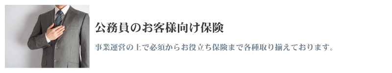 公務員のお客様向け保険｜事業運営の上で必須からお役立ち保険まで各種取り揃えております